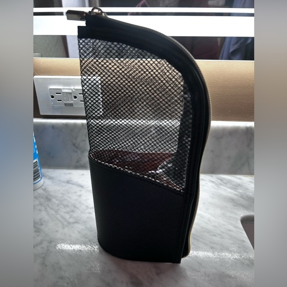 ANEMEL Handbags - Black Travel Makeup Brush Holder Organizer Bag Zipper Pouch Portable Stand-Up